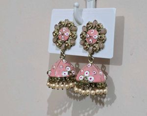 Pink Jhumka Earrings