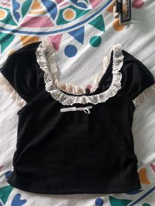 Black Lace Trimmed Top