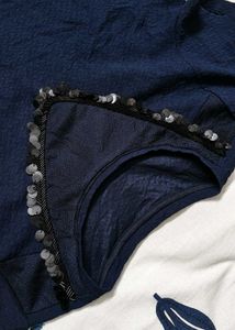 Women Blue Half Sleeve Casual Top