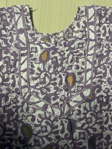 Purple &amp; White Printed Kurta Set