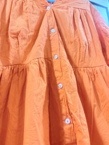 Orange Babydoll Mini Dress