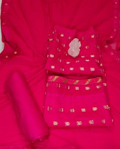 Women Saree Mall Silk Blend Zari Pink Suit Fabric