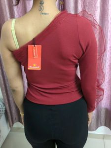 Stylish Maroon Top with Ruffles