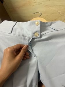 Light Blue Flare Leg Trousers- High Waist 24/26inc