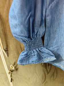 Denim Bow Pearl Shirt