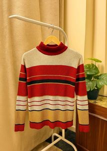 Used &amp; Cozy High-Neck Striped Sweater (Very Warm)