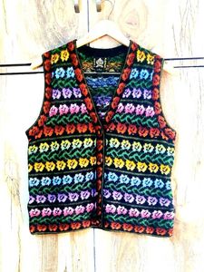 Vintage Floral Knit Vest size-38
