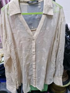 Zara Sheer Embroidered Blouse