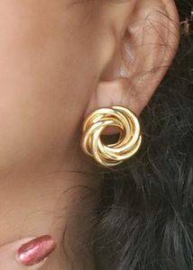 Chic Gold Swirl Stud Earrings
