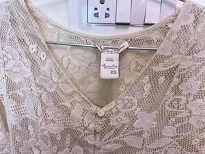 American Rag Cie Cream Lace Button-Down Dress (XS)
