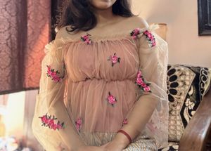 Floral Peach Net Off-Shoulder Top