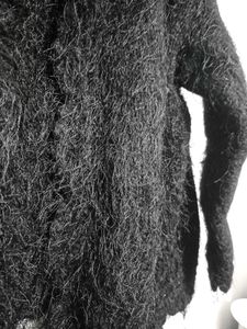 Fluffy Black Open-Front Cardigan