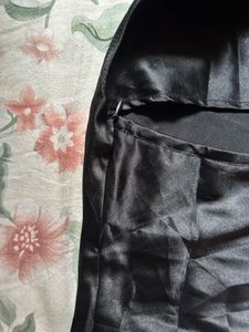satin  Black Halter Top
