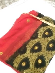 Red Black Festival Saree