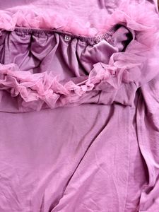 Pack Of Two Pink &amp; White Striped Dress+Violet Gown