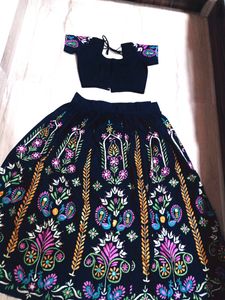 Black Embroidered Lehenga Choli Set