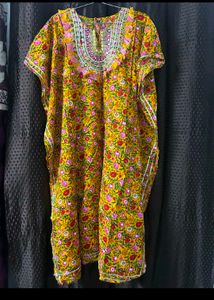 Floral Print Kaftan with Tassels
