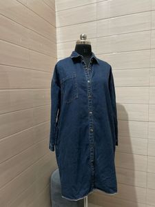 Oversized Denim Shirt Dress made in korea