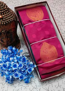Elegant Blue Silk Blend Saree