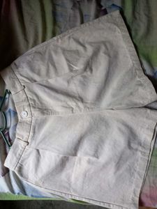 Beige High-Waisted Shorts