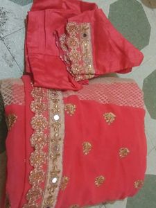 Half Net Sadi With Blause