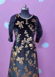 Black A-line Kurti Parttywear