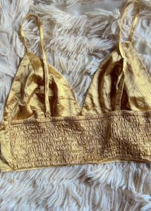 Gold Satin Bralette shein