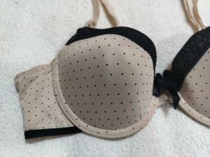 Polka Dot Bra with Black Lace