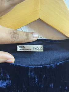Zara Blue Velvet Top