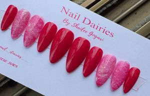 Red &amp; Pink Press-On Nails