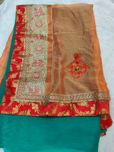 Pot Pattern Border Double Colour Saree