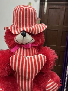 Striped Hat Teddy Bear
