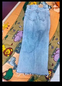 Denim Long Slit Skirt