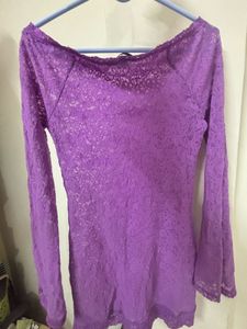 Purple Lace Sleeve Dress