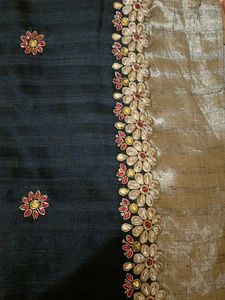 Black  Beautiful Work Saree