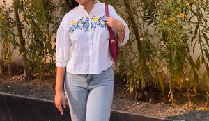 Floral Embroidered White Blouse