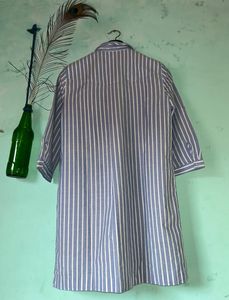 Light Blue Long Shirt White Stripe On It