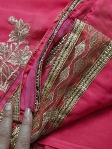 Peach Colour Saree Without Blouse