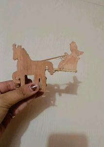 Handcrafted Wooden Indian Horse Chariot Decor