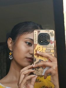 Printed Kurti Top With Yellow earrings