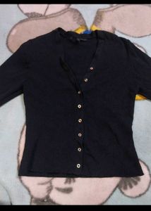 Black Ribbed Cardigan