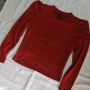 Rust Puff Sleeve Top