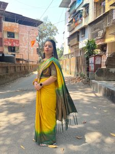 Elegant Yellow &amp; Green Saree