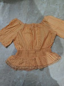5 Top Combo Cute Orange Eyelet To