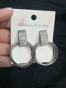 Silver Circle Dangle Earrings