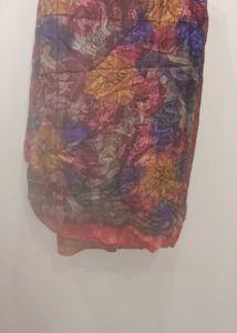 Orange Floral Print Scarf