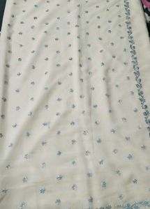 beautiful white sari without blouse piece