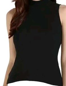 Sleeveless Black Mock Neck Top