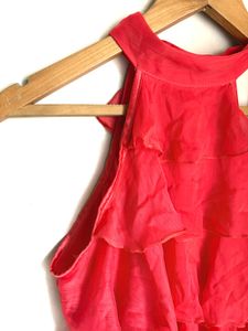 Coral Ruffled Halter Top