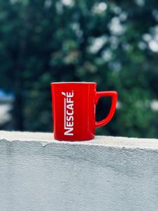 Tea Cup Printed Glass Red Mug Nescafe Coffee Kit